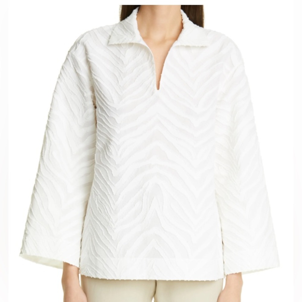 EUC Medium Women's Lafayette 148 New York Dales Zebra Jacquard Top